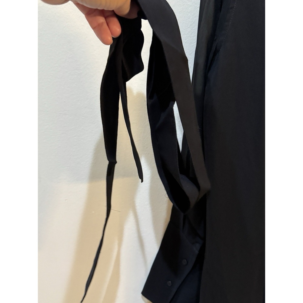Club Monaco Sheer Long Sleeve Silk Shirtdress black size 0 NWT $229 Belted - Picture 10 of 13